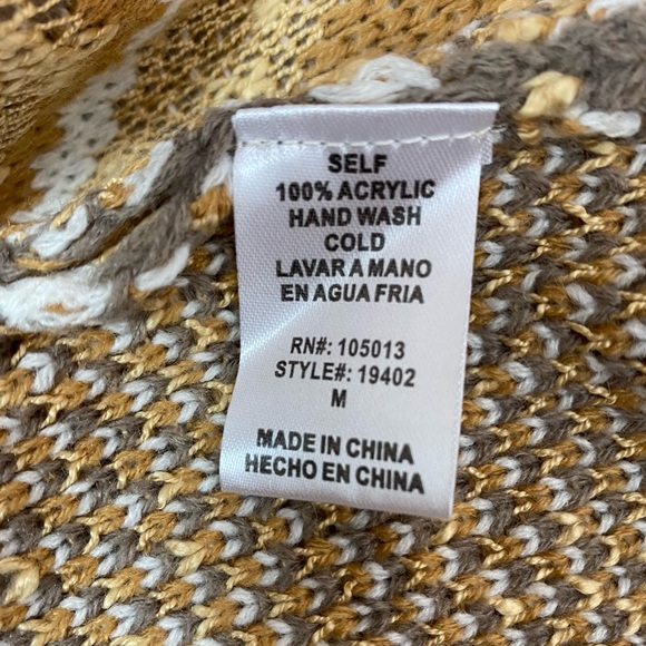 Savanna Jane Cardigan Sweater Size Medium Open Front Aztec Taupe - Picture 5 of 6